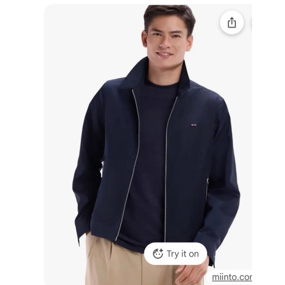 $395 Eden Park Paris Men’s Zip Through Bomber Coat Jacket Navy Quiet Luxury - Picture 4 of 15